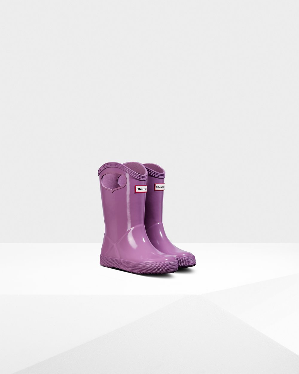 Hunter Original First Classic Grab Handle Gloss Rain Boots - Sale Online Kids Purple - RLFKQO417